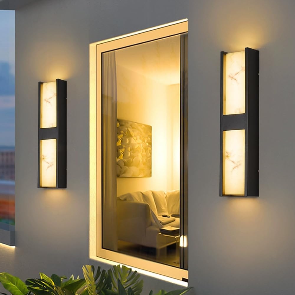 Marble Texture LED Outdoor Wall Sconce 24.8"