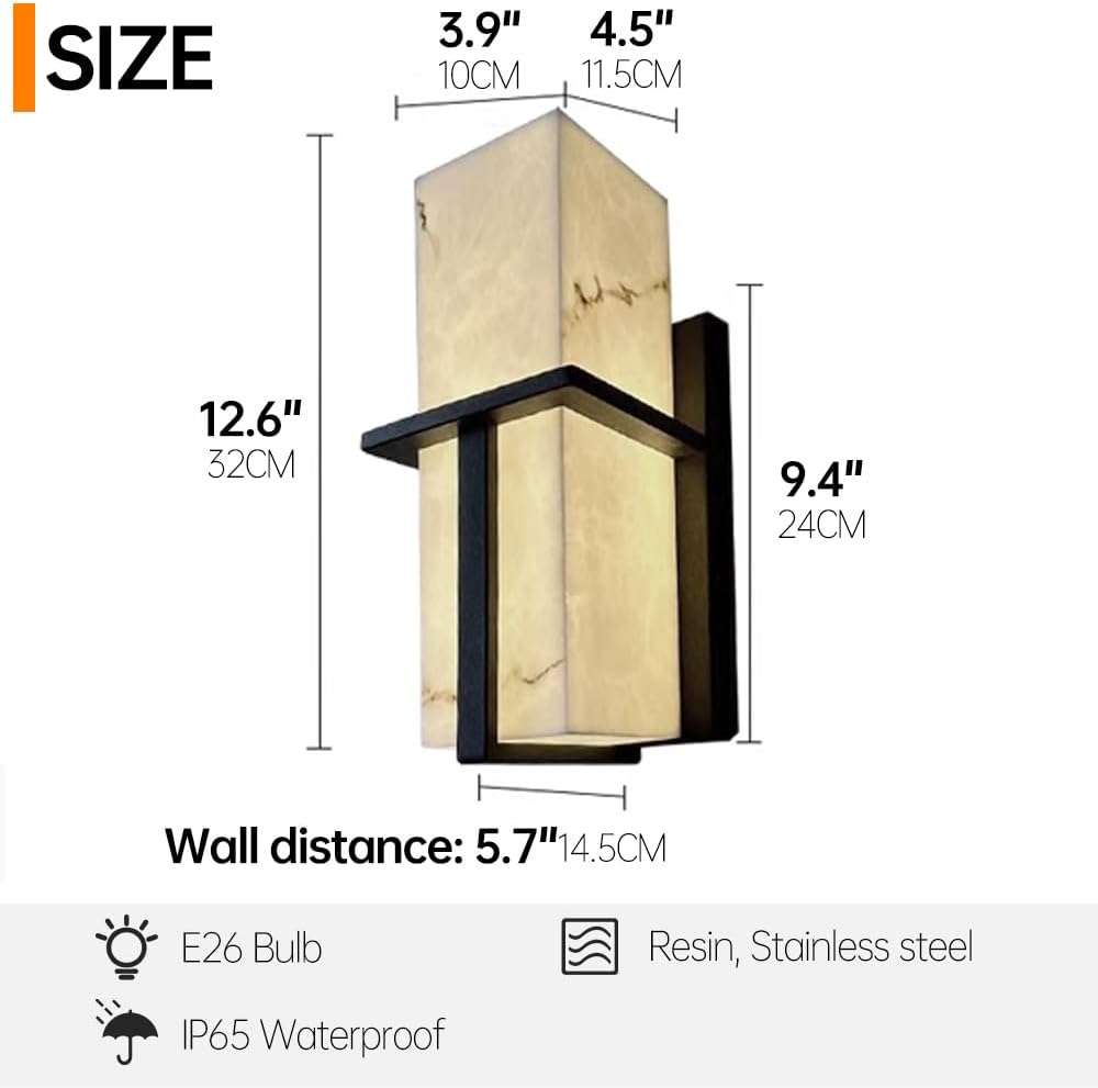 Marble Texture LED Outdoor Wall Sconce