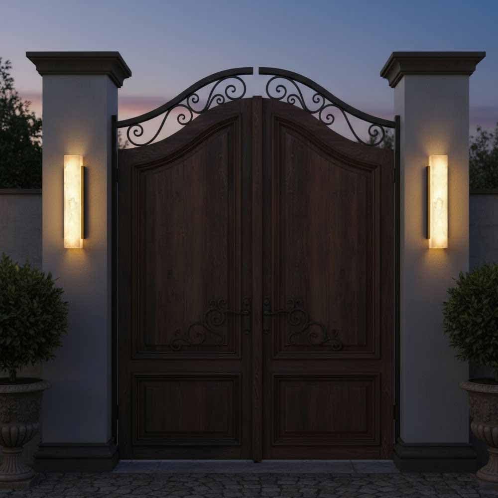 Imitation Alabaster Linear Outdoor Wall Sconce