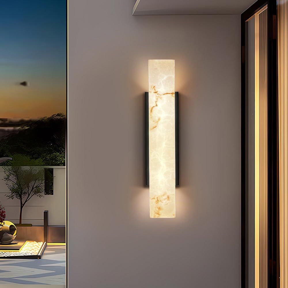 Imitation Alabaster Linear Outdoor Wall Sconce