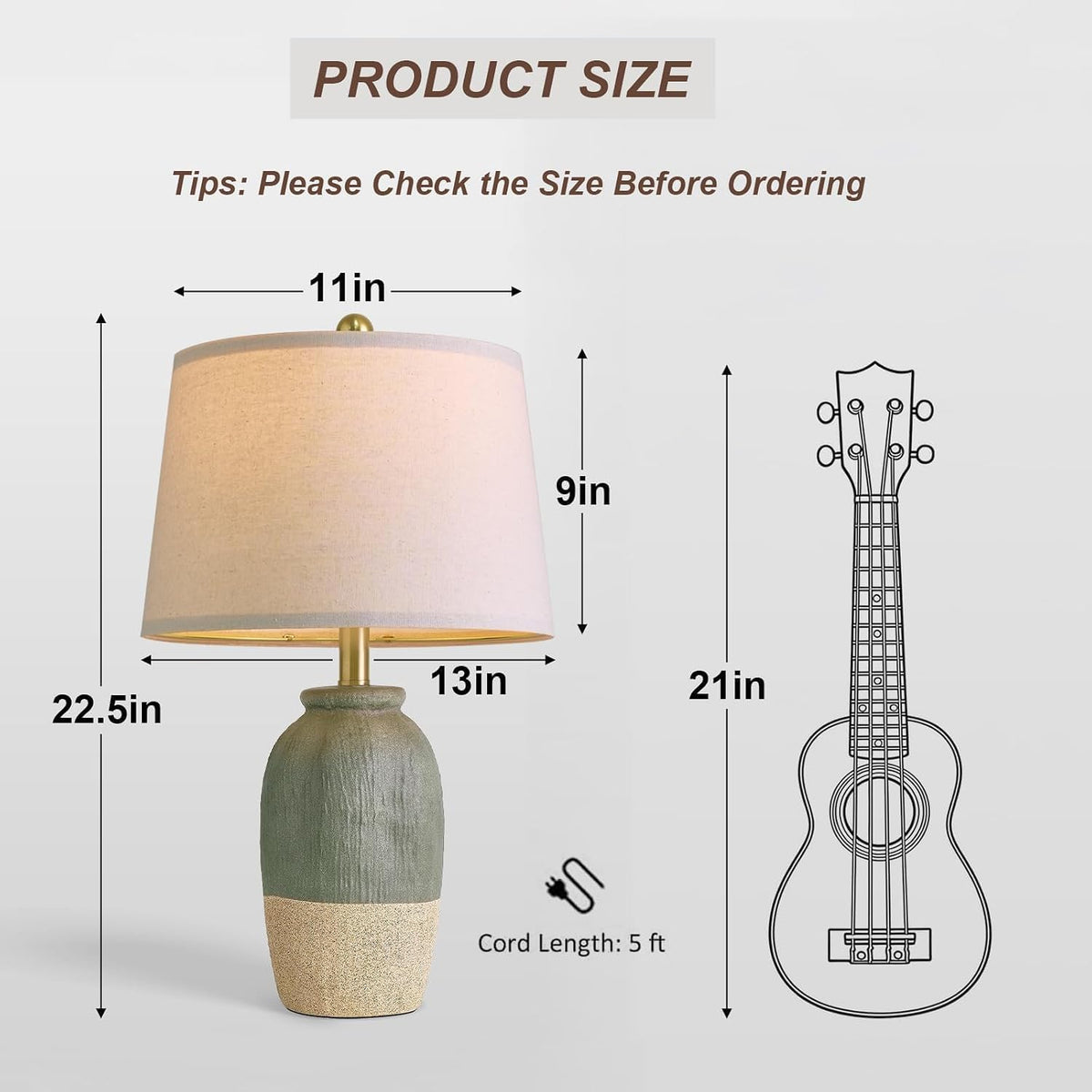 Boho Green Ceramic Table Lamp 22.5"