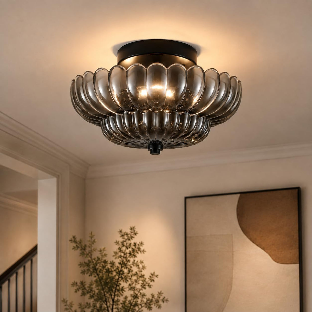 Modern Semi Flush Ceiling Light Black