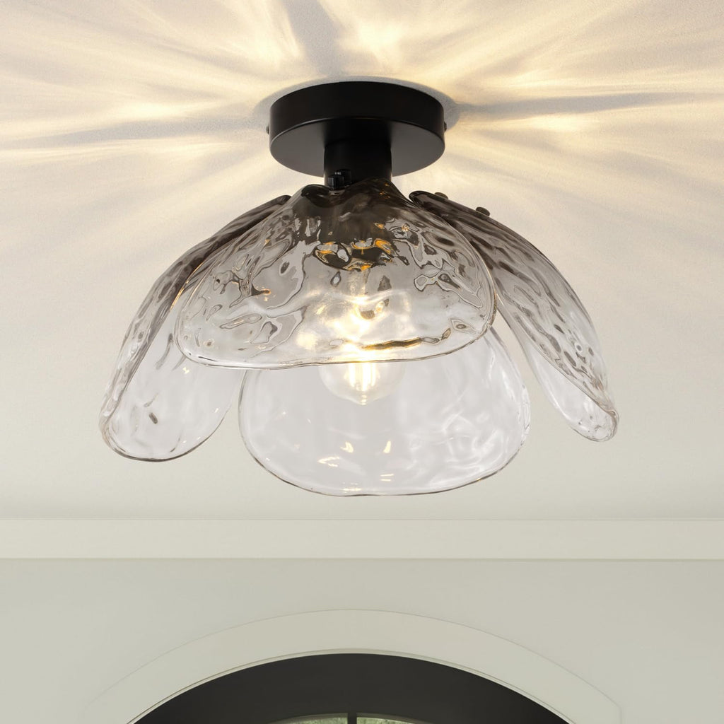 Vintage Smoke Glass Semi Flush Ceiling Light