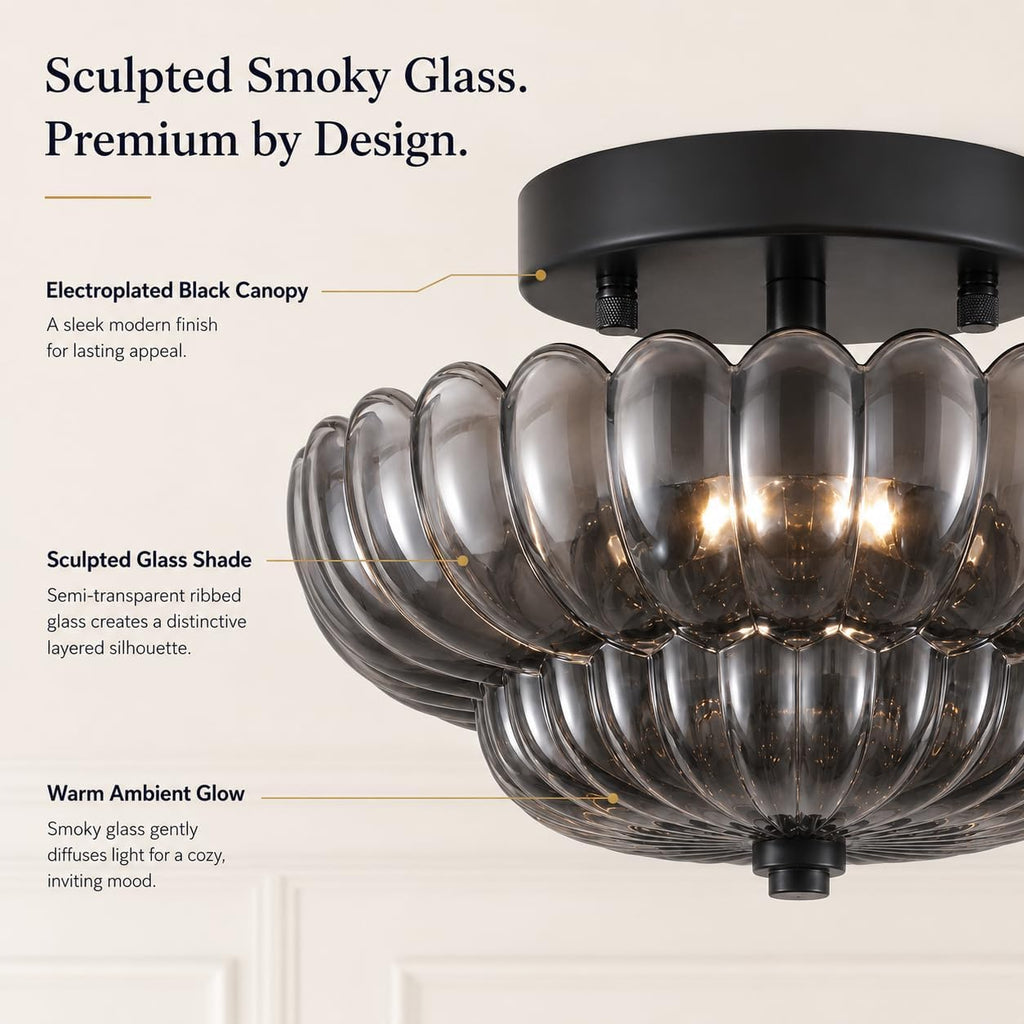 Modern Semi Flush Ceiling Light Black