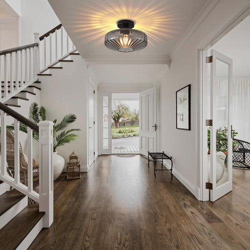 11.8" Smoke Grey Glass Semi Flush Ceiling Light