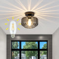 Textured Smoked Glass Semi Flush Ceiling Light