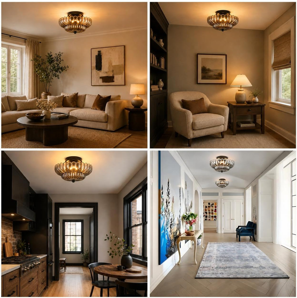 Modern Semi Flush Ceiling Light Black
