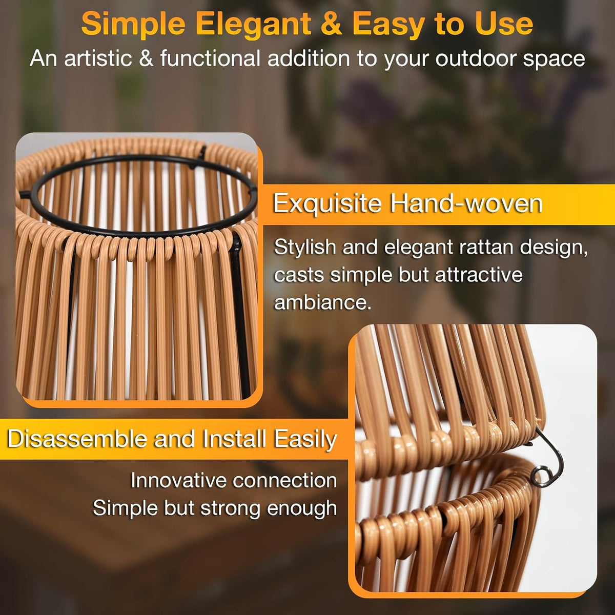 Rattan Solar Lanterns 2 Pack Outdoor