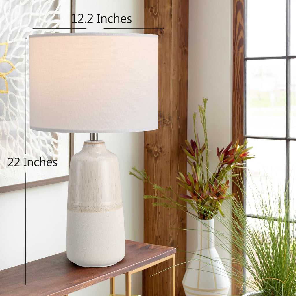 Tall White Ceramic Table Lamp Set of 2