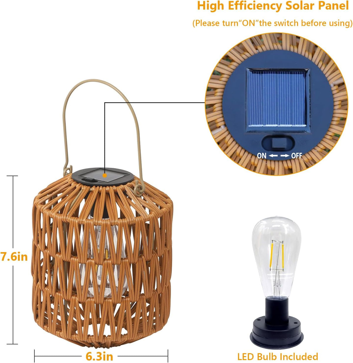 Rattan Solar Lanterns 2 Pack Outdoor
