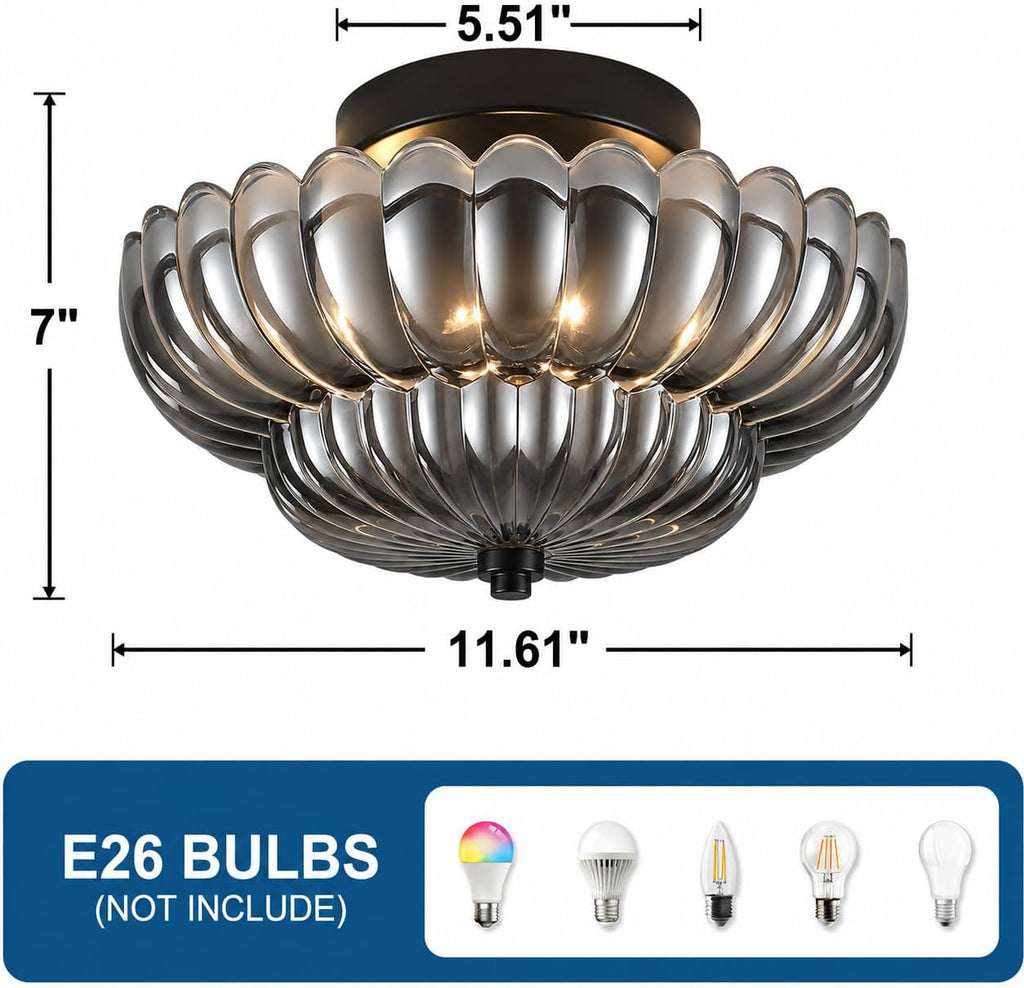 Modern Semi Flush Ceiling Light Black