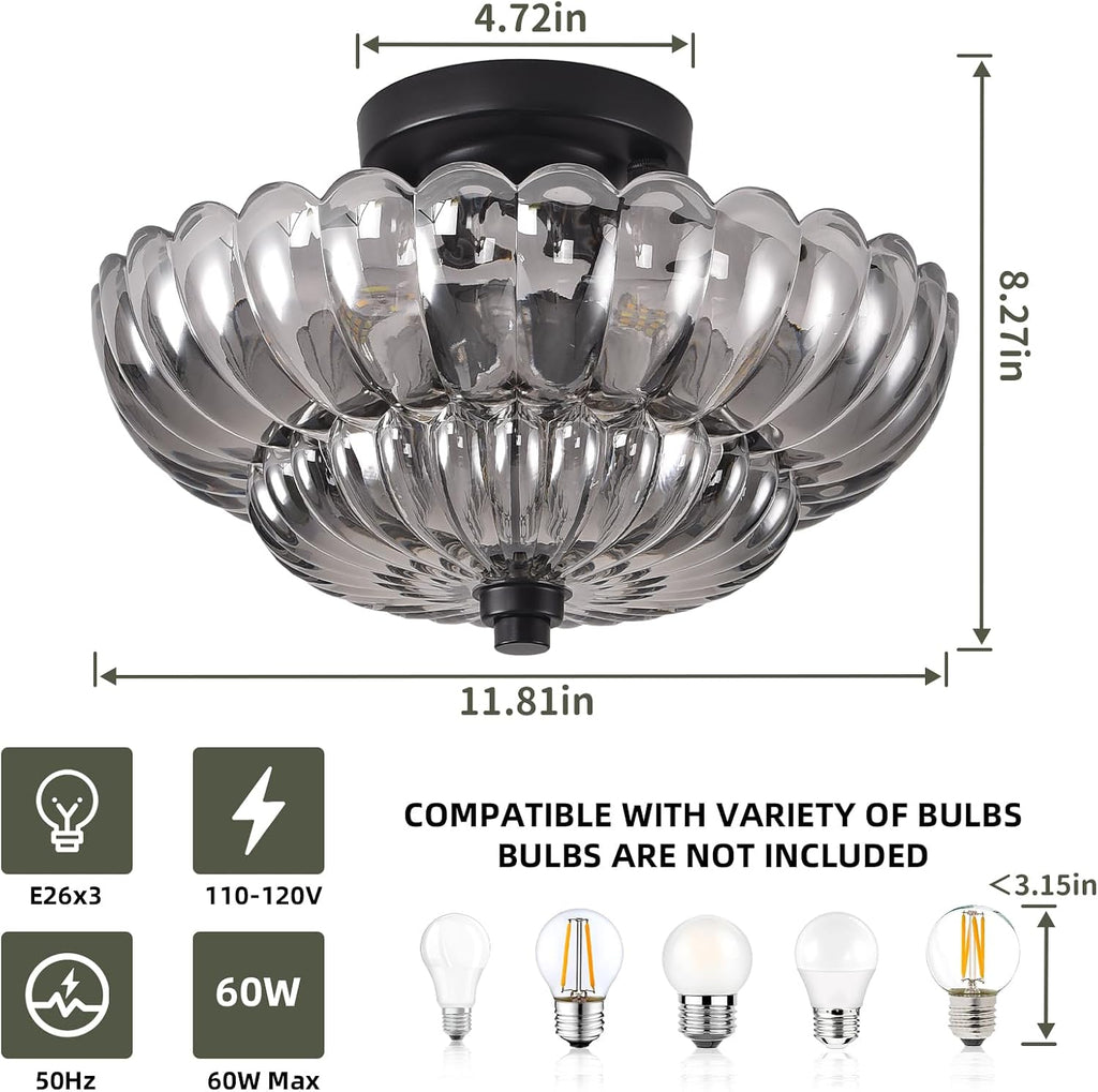 11.8" Vintage Semi Flush Ceiling Light