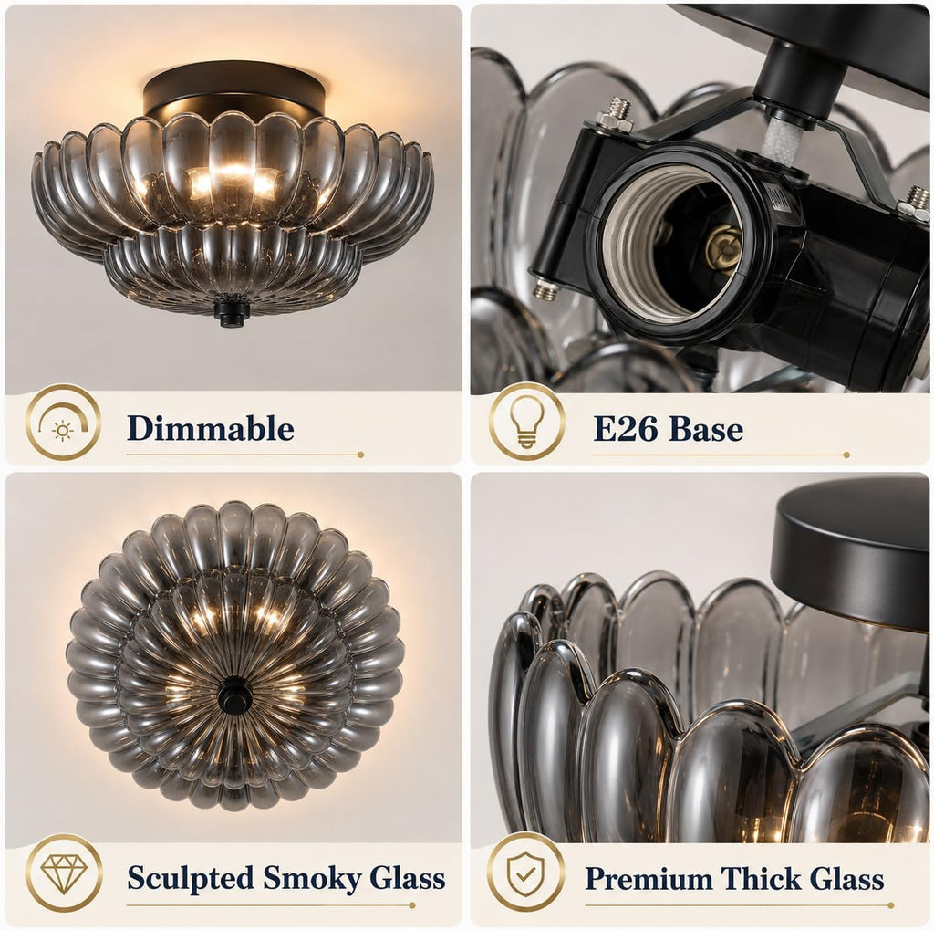 Modern Semi Flush Ceiling Light Black
