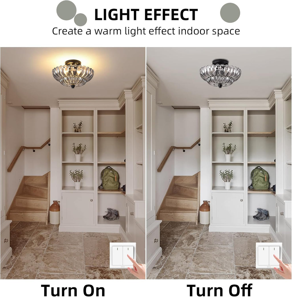 11.8" Vintage Semi Flush Ceiling Light