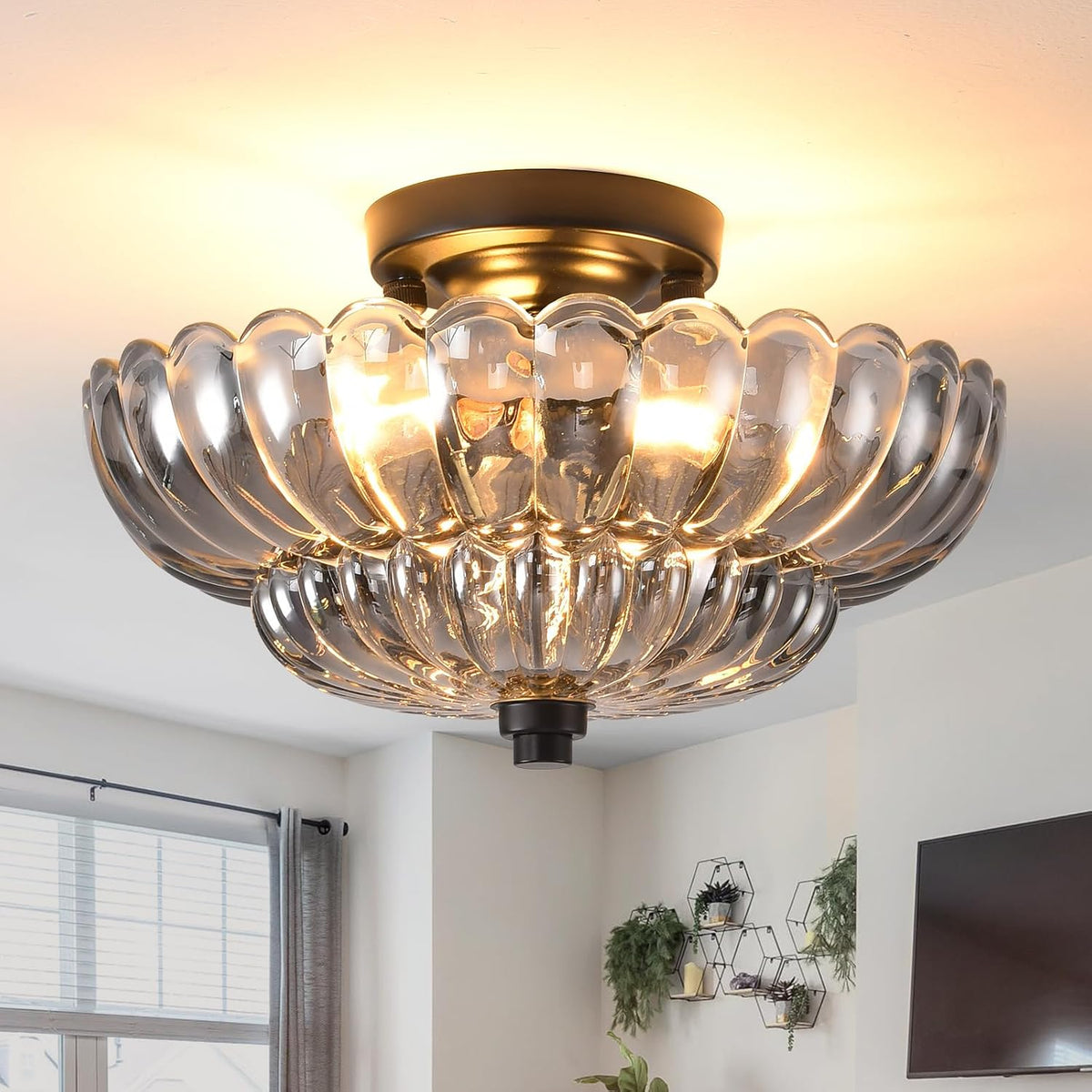 11.8" Vintage Semi Flush Ceiling Light