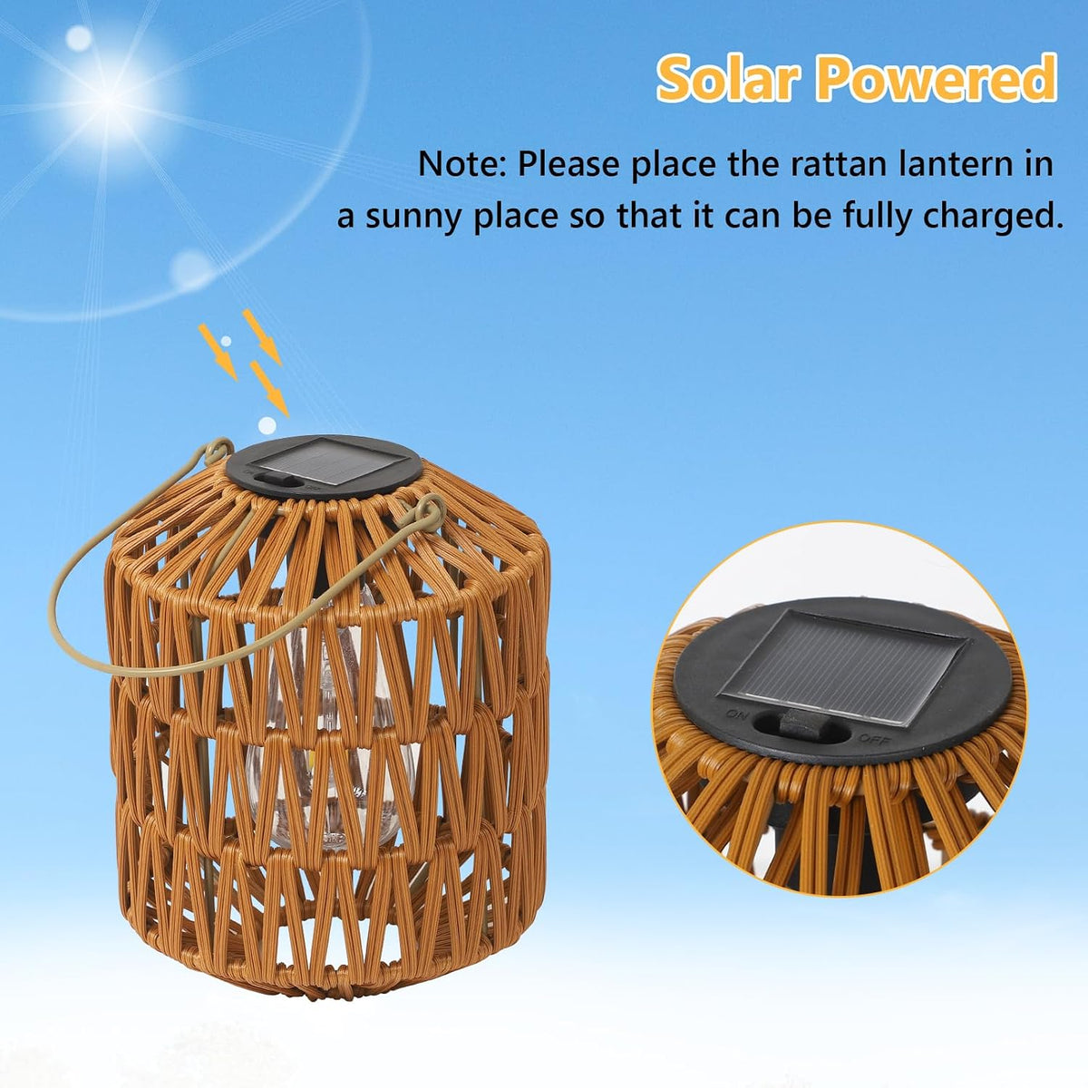 Rattan Solar Lanterns 4 Pack Outdoor