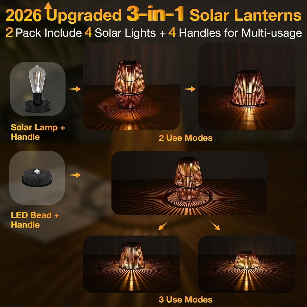 Rattan Solar Lanterns 2 Pack Outdoor