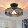 11.8" Smoke Grey Glass Semi Flush Ceiling Light