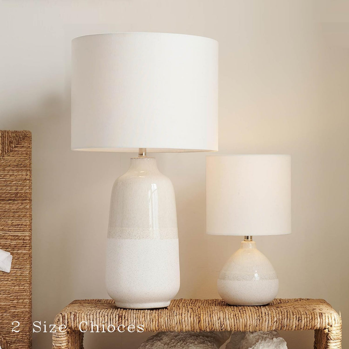 Tall White Ceramic Table Lamp Set of 2