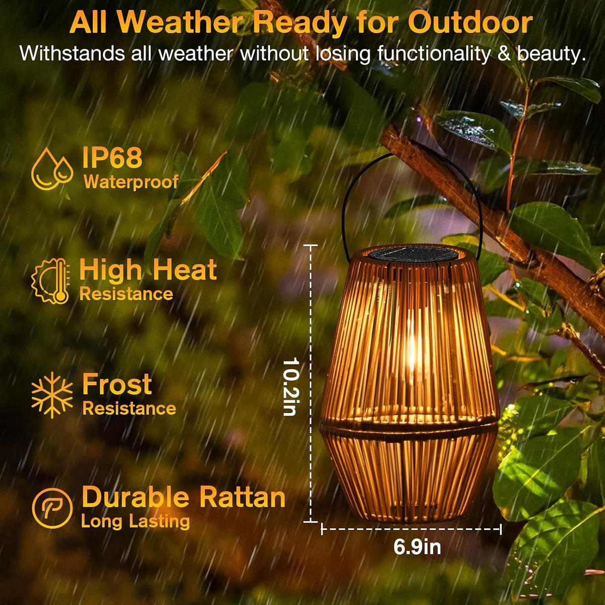 Rattan Solar Lanterns 2 Pack Outdoor