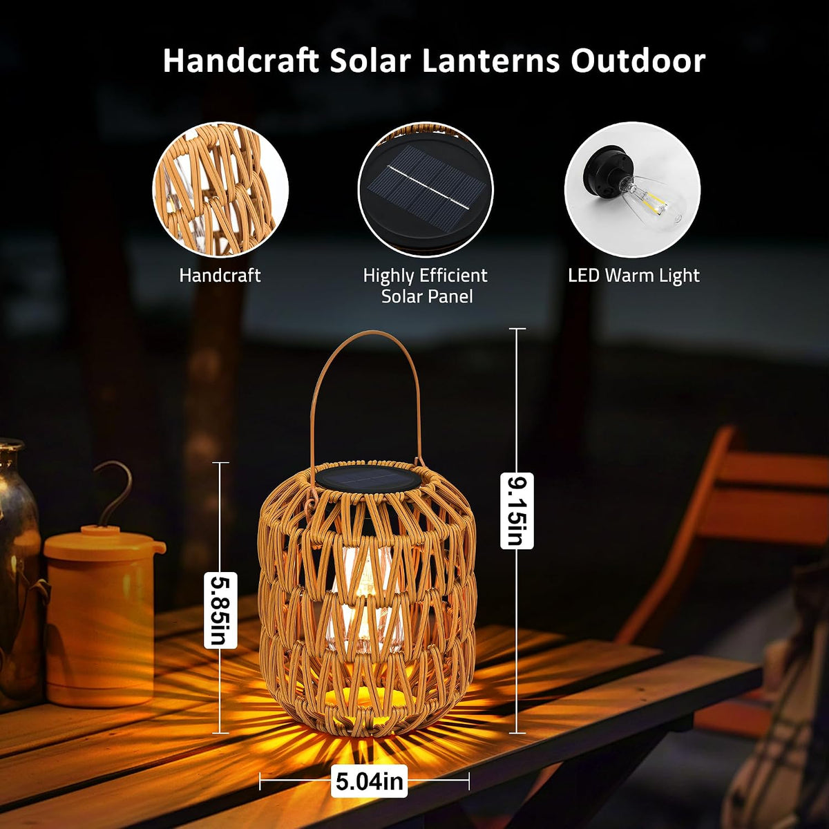 Rattan Solar Hanging Lanterns 2 Pack