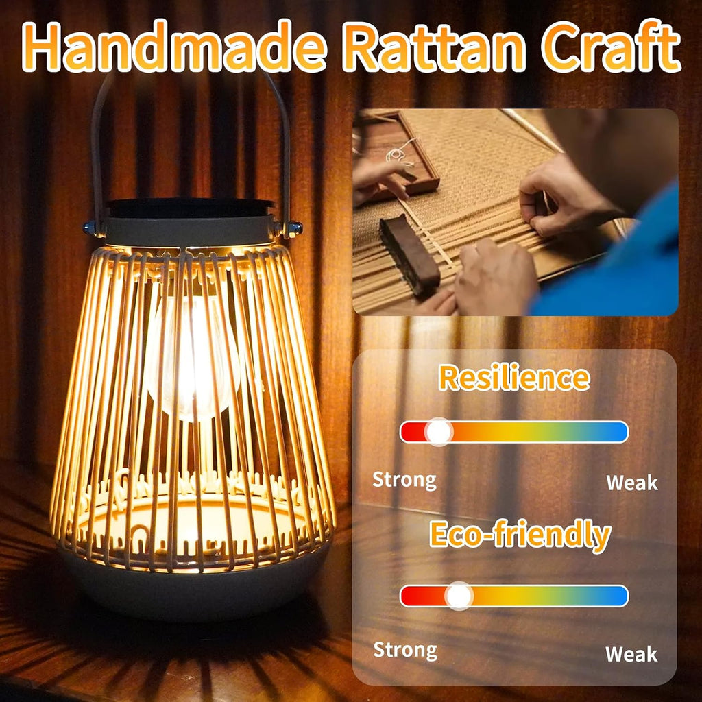 Rattan Solar Lanterns 2 Pack Outdoor
