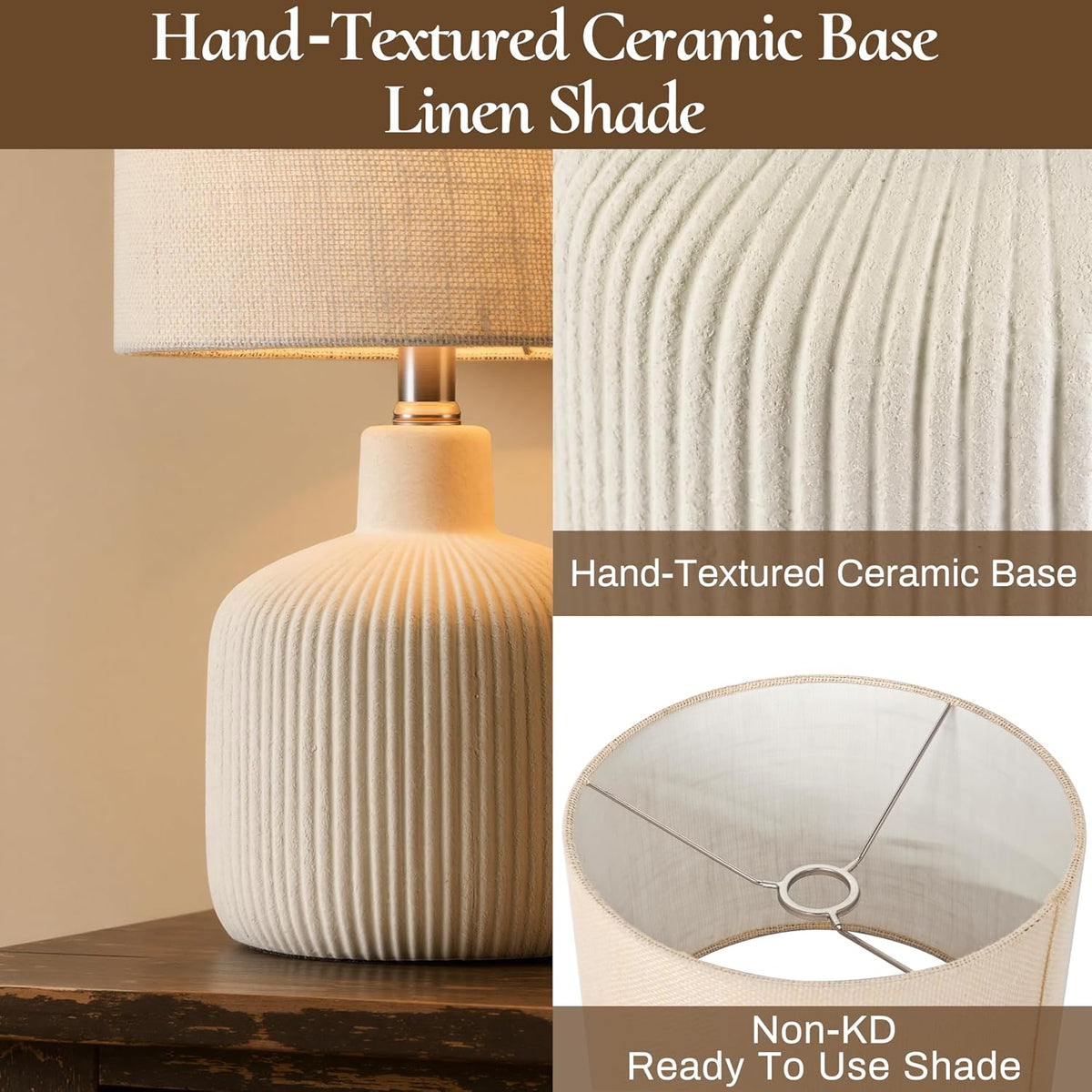 Off-White Ceramic Table Lamp 17.75"