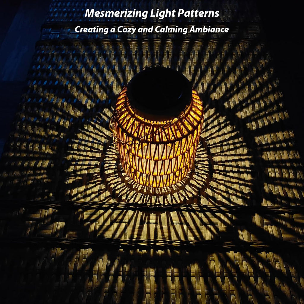 Rattan Solar Hanging Lanterns 2 Pack