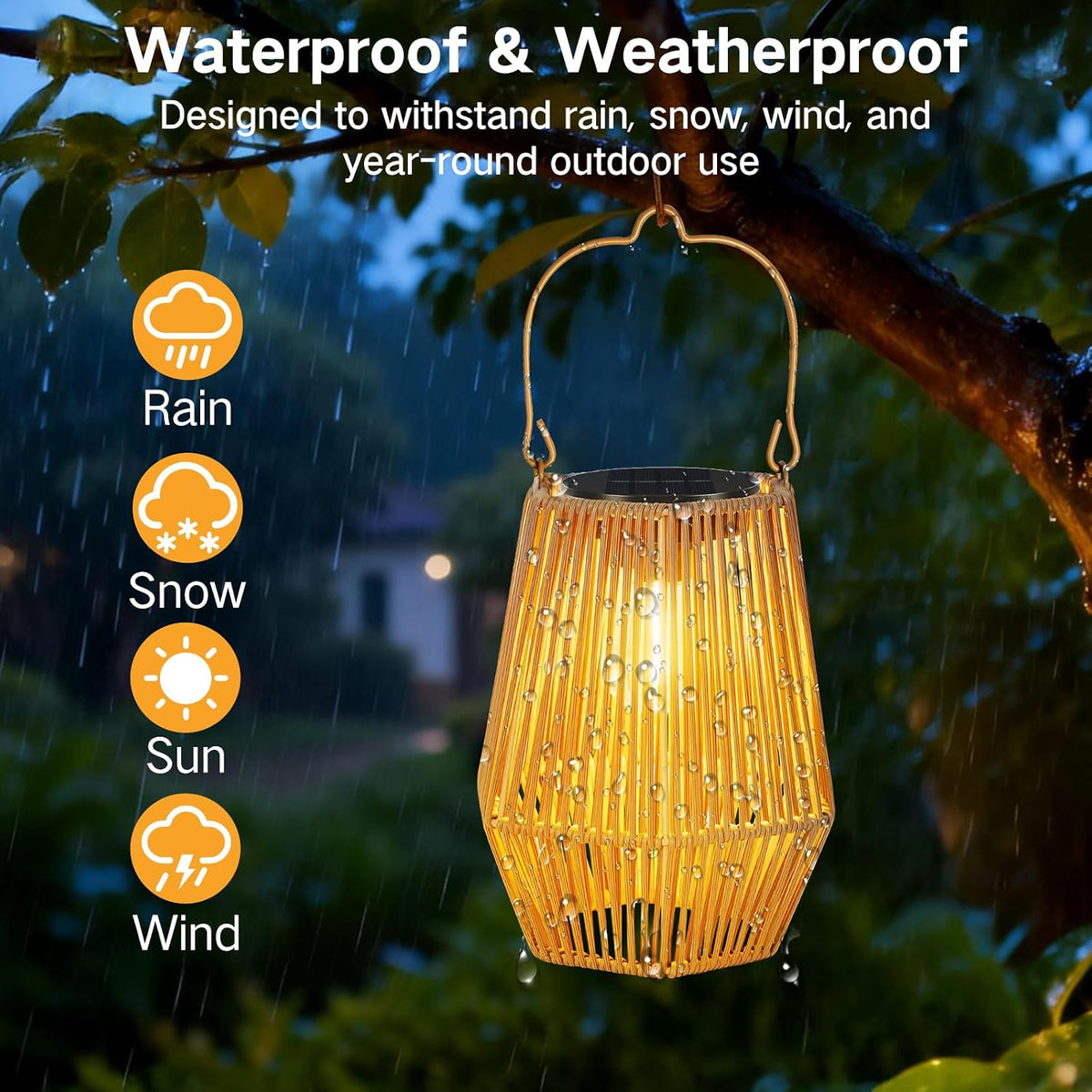 Rattan Solar Hanging Lanterns 2 Pack