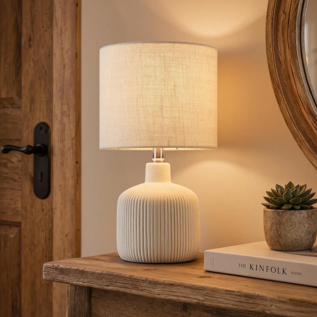 Off-White Ceramic Table Lamp 17.75"