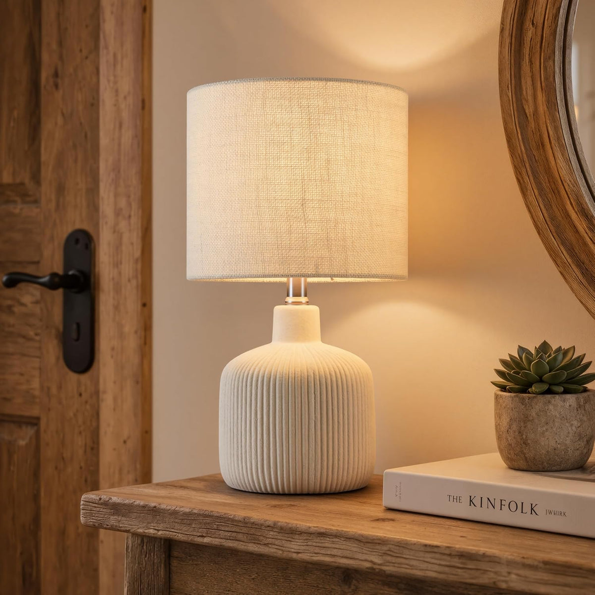 Off-White Ceramic Table Lamp 17.75"