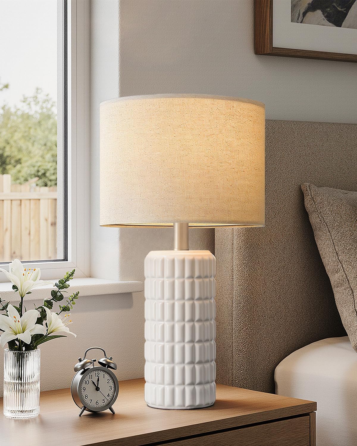 Modern White Ceramic Table Lamp 23"