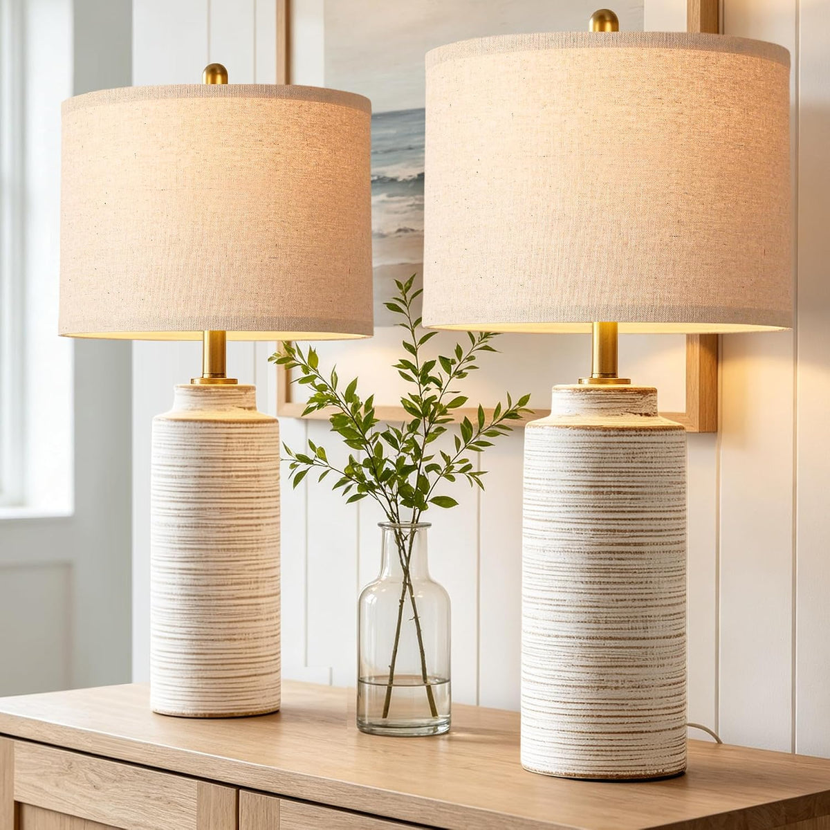 Vintage Ceramic Table Lamp Set of 2