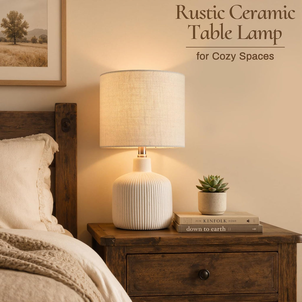Off-White Ceramic Table Lamp 17.75"