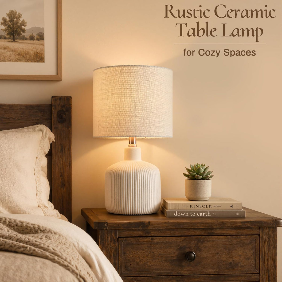 Off-White Ceramic Table Lamp 17.75"