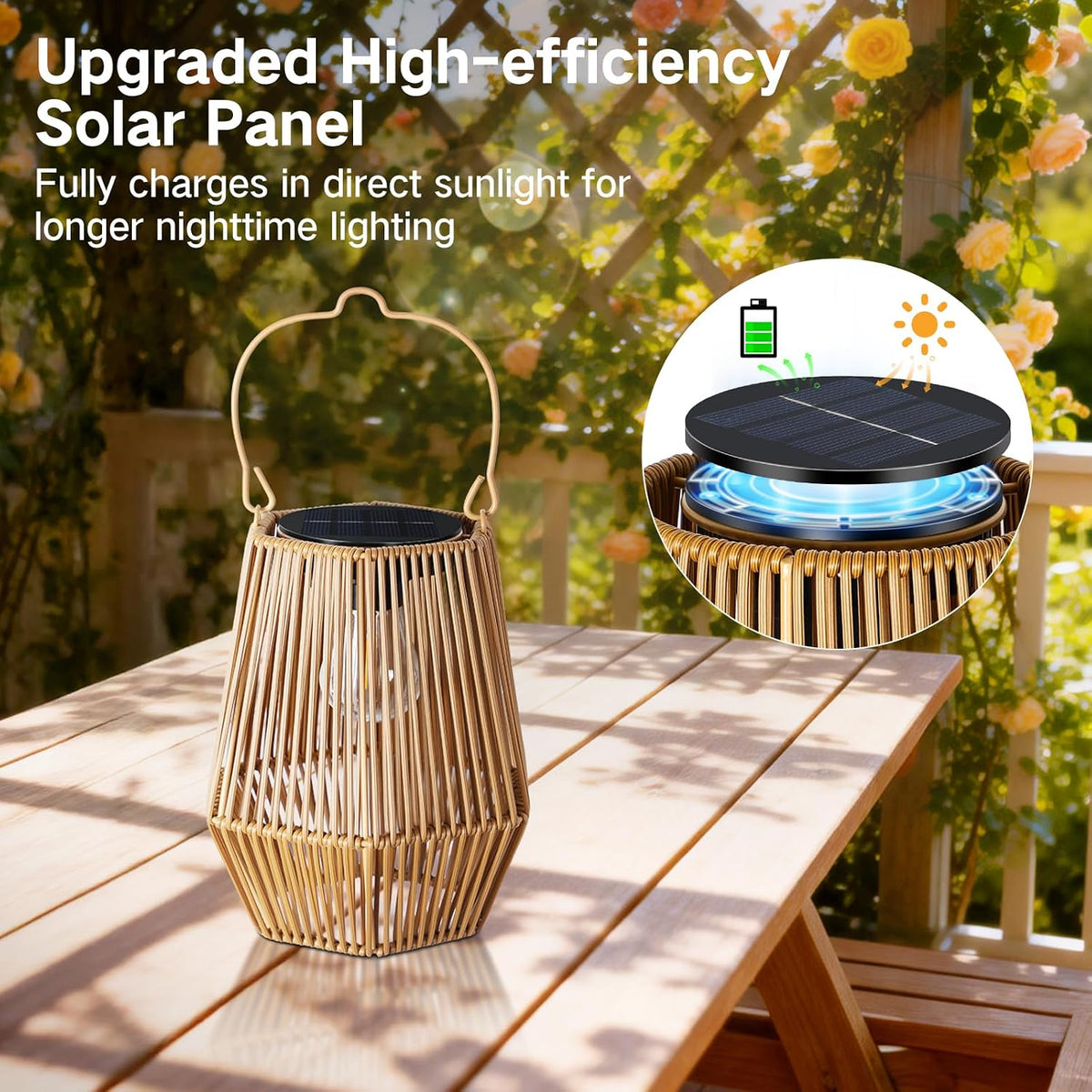 Rattan Solar Hanging Lanterns 2 Pack