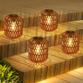 Rattan Solar Lanterns 4 Pack Outdoor