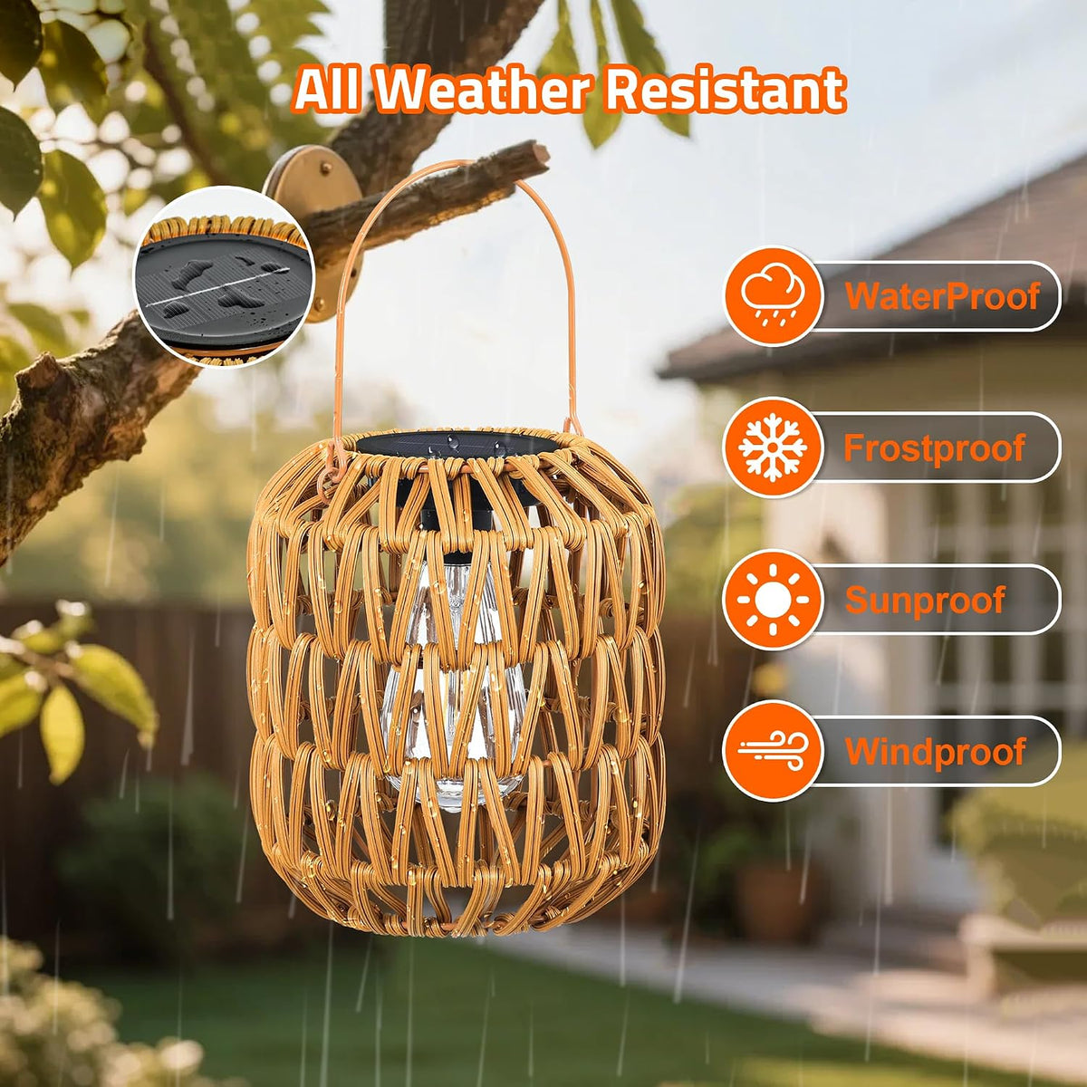 Rattan Solar Hanging Lanterns 2 Pack