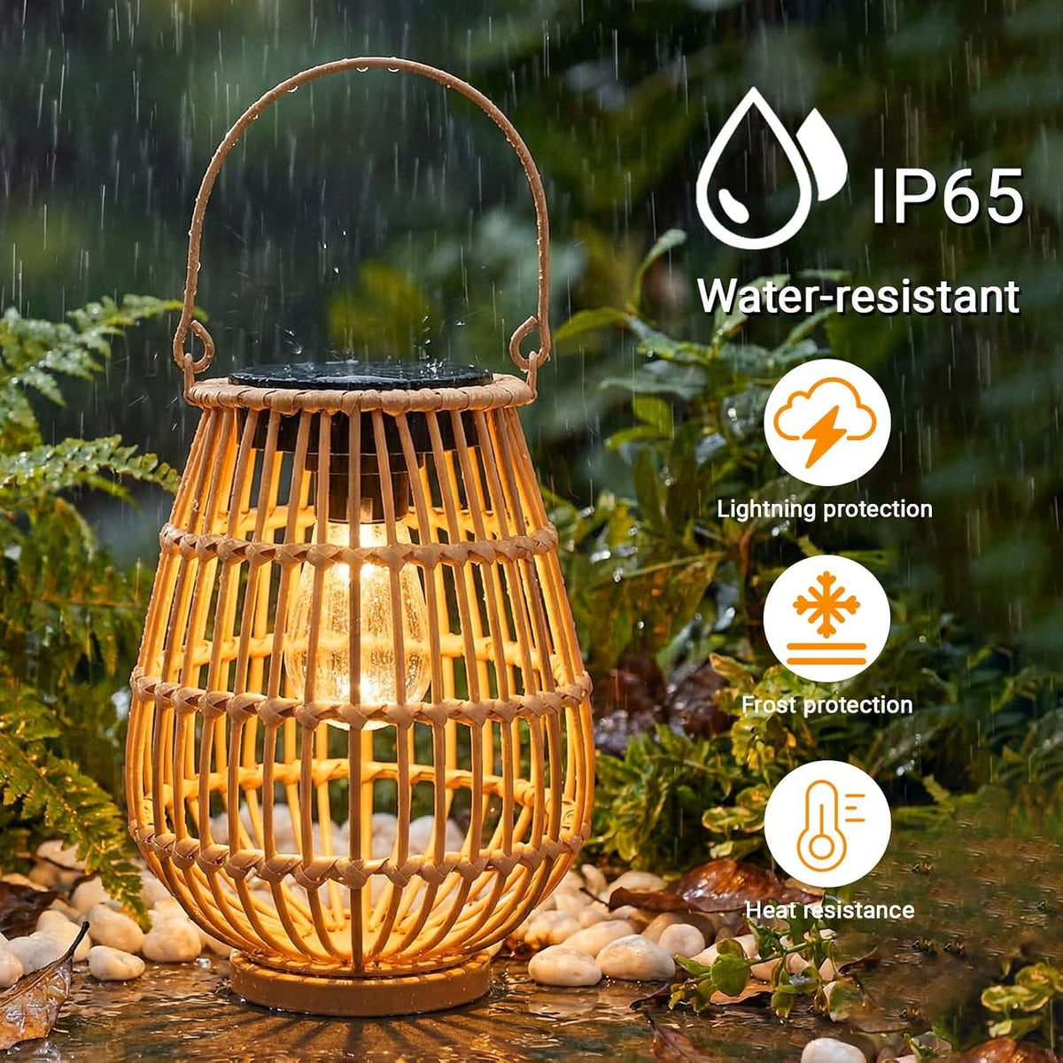 Rattan Solar Lanterns 2 Pack Outdoor