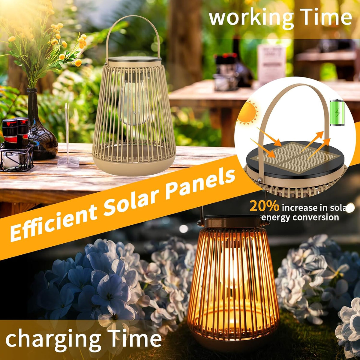 Rattan Solar Lanterns 2 Pack Outdoor