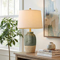 Boho Green Ceramic Table Lamp 22.5"
