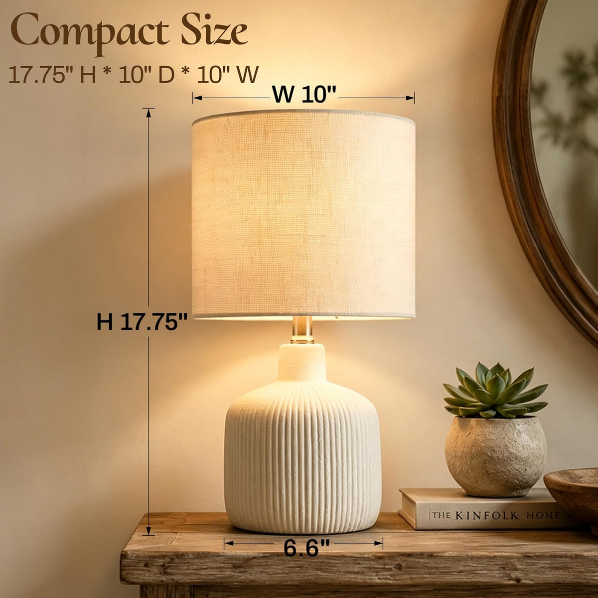 Off-White Ceramic Table Lamp 17.75"