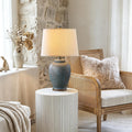 Boho Blue Ceramic Table Lamp 25"
