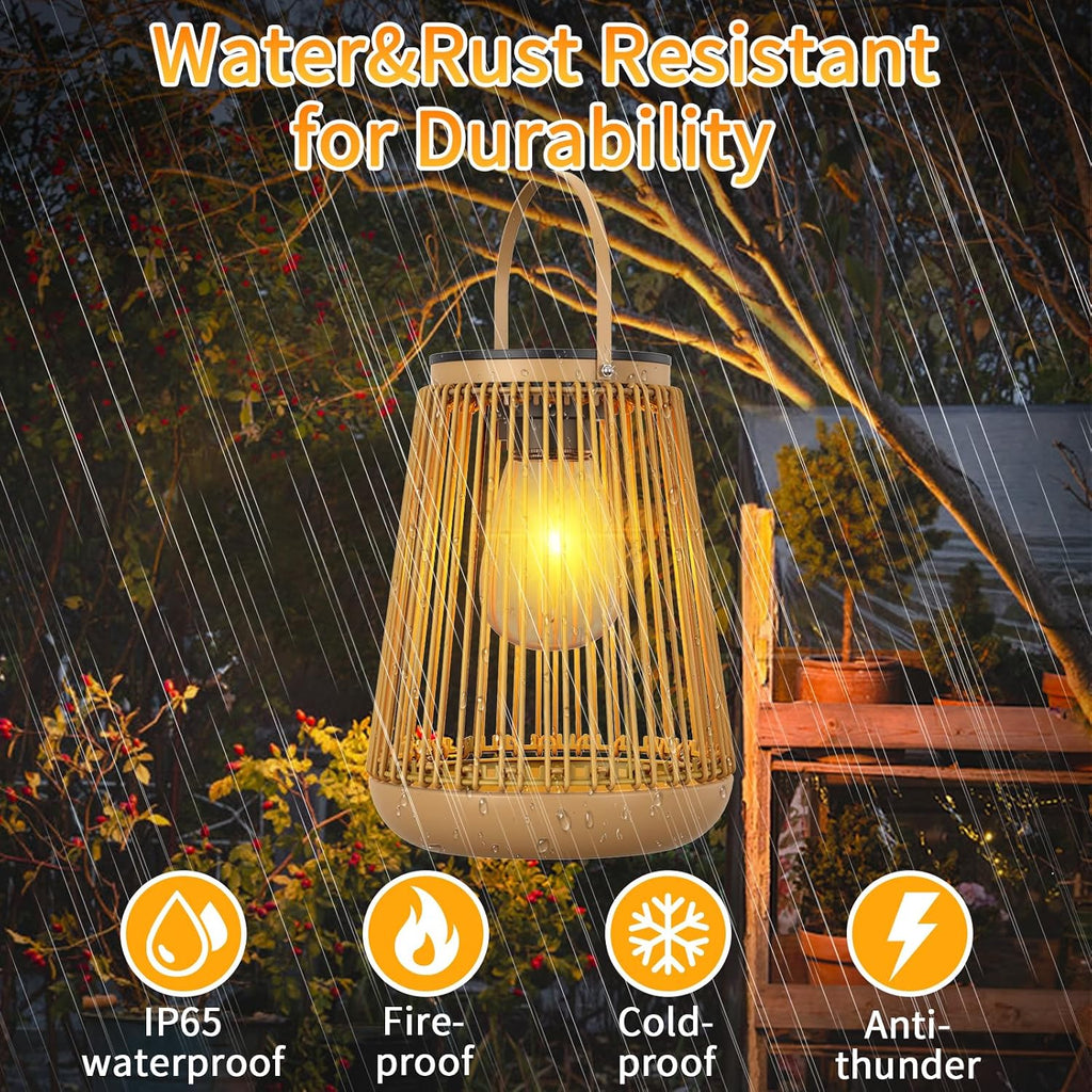 Rattan Solar Lanterns 2 Pack Outdoor