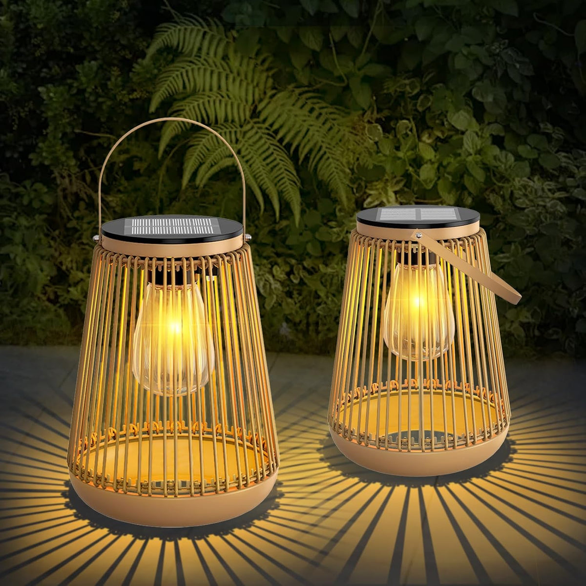 Rattan Solar Lanterns 2 Pack Outdoor