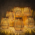 Square Rattan Solar Lanterns 6 Pack
