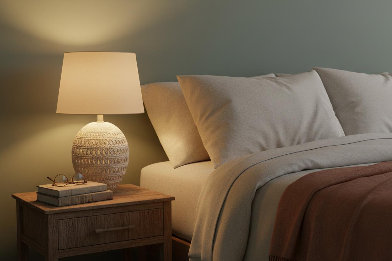 Textured-Ceramic Bedside Table Lamps